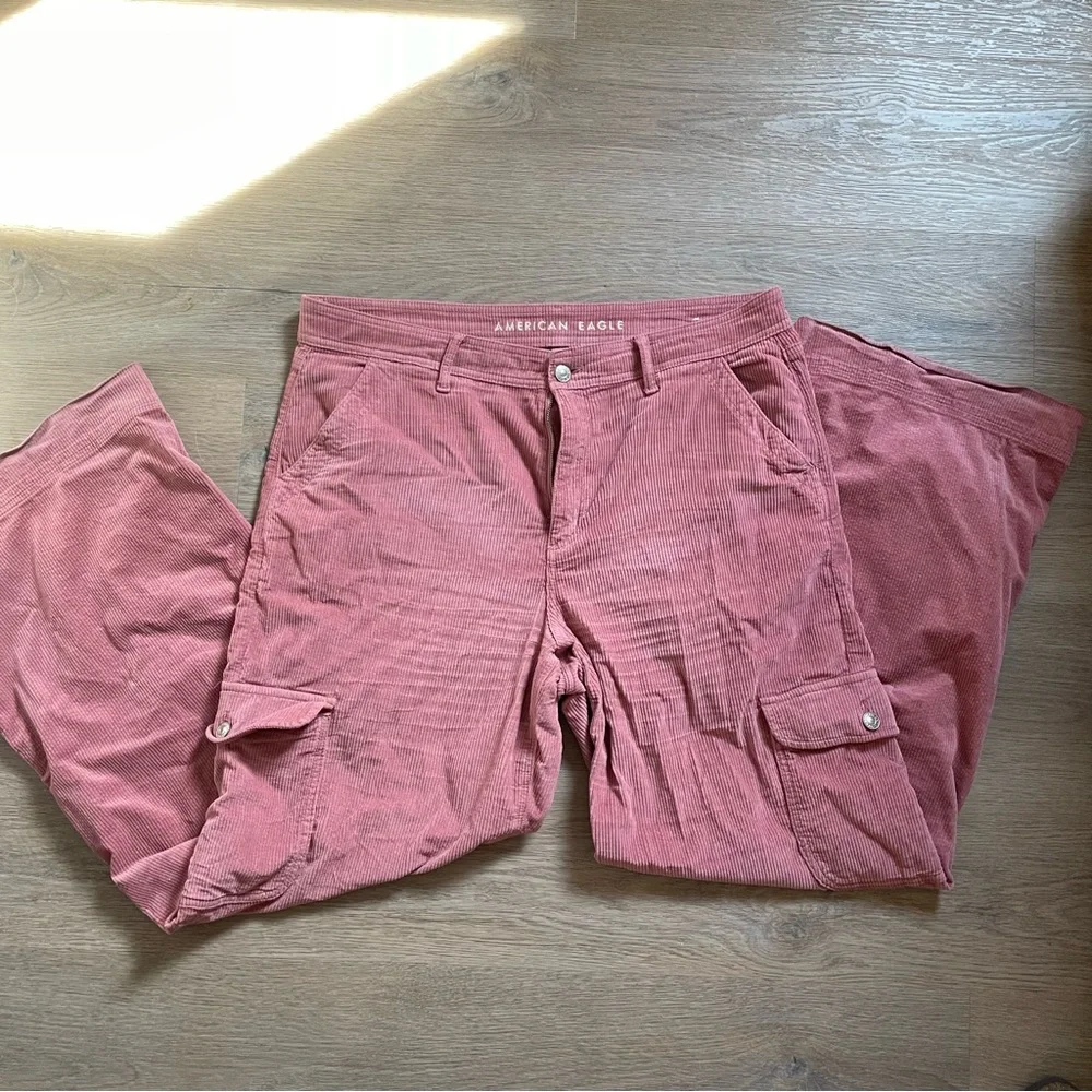 Corduroy Cargo Super High-Rise Baggy Wide Leg Pants from American Eagle - Picture 2 of 6